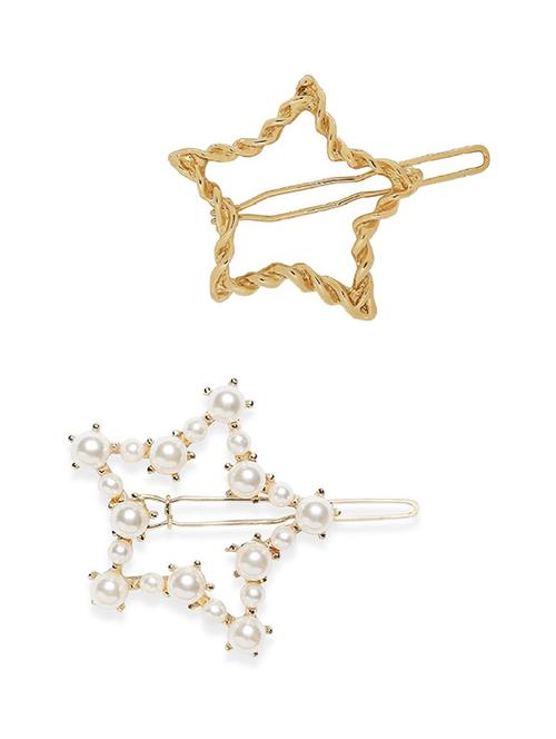 pearl & gold plated hair clips - 19300027 - Very Small Image - 1
