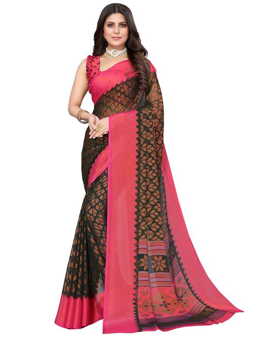 ethnic motif printed saree with blouse - 19300120 - Very Small Image - 1