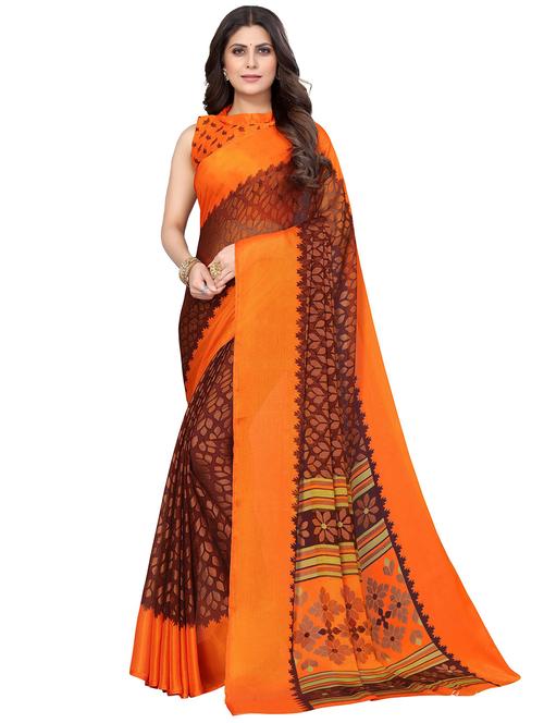 ethnic motif printed saree with blouse - 19300122 - Very Small Image - 1