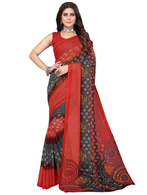 stripe printed saree - 19300185 - Very Small Image - 1