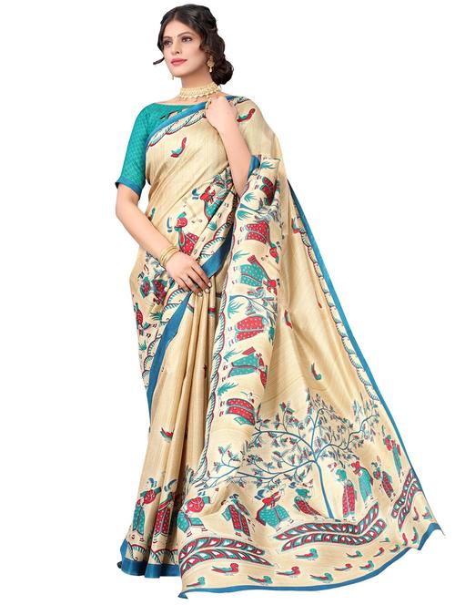 contrast border printed saree - 19300190 - Very Small Image - 1