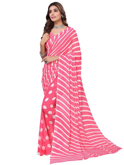 leheriya printed saree with blouse - 19300213 - Very Small Image - 1