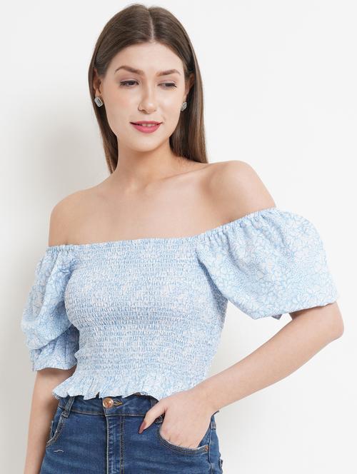 printed polyester crop top - 19300335 - Very Small Image - 1