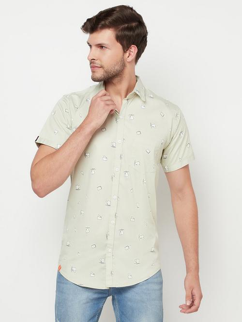 green cotton casual shirt - 19300347 - Very Small Image - 1