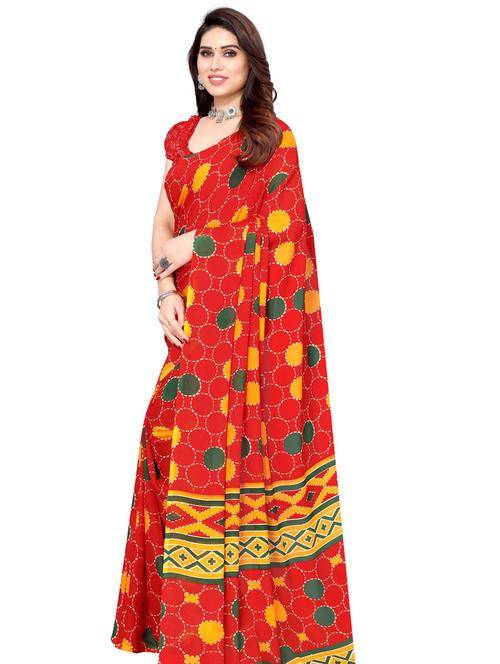 geometric printed saree with blouse - 19300435 - Very Small Image - 1