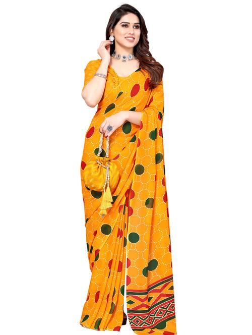 geometric printed saree with blouse - 19300436 - Very Small Image - 1