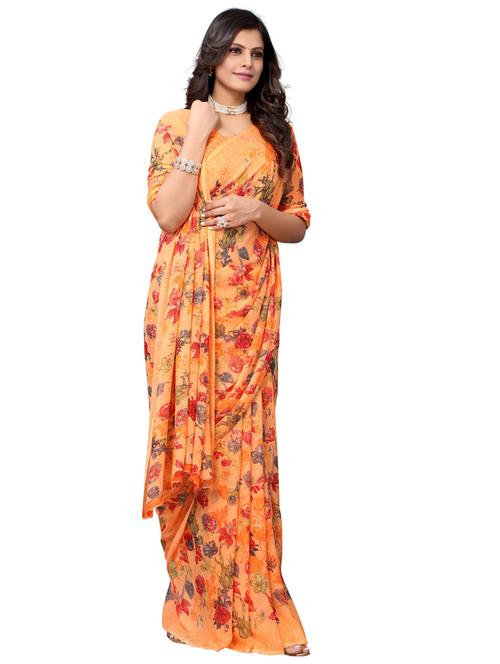 floral printed saree with blouse - 19300437 - Very Small Image - 1