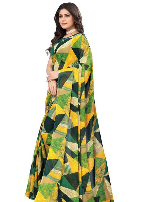 self design printed saree with blouse - 19300439 - Very Small Image - 1