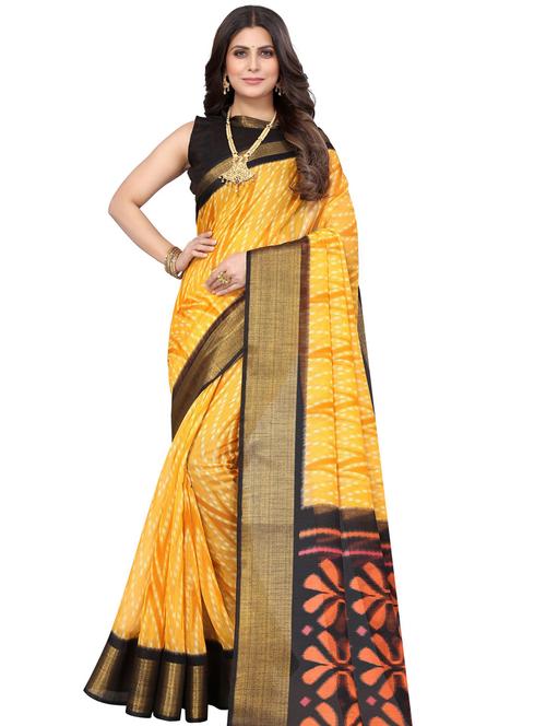 contrast bordered printed saree - 19300445 - Very Small Image - 1