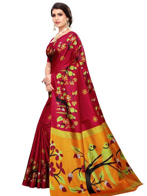 floral printed saree with blouse - 19300523 - Very Small Image - 1
