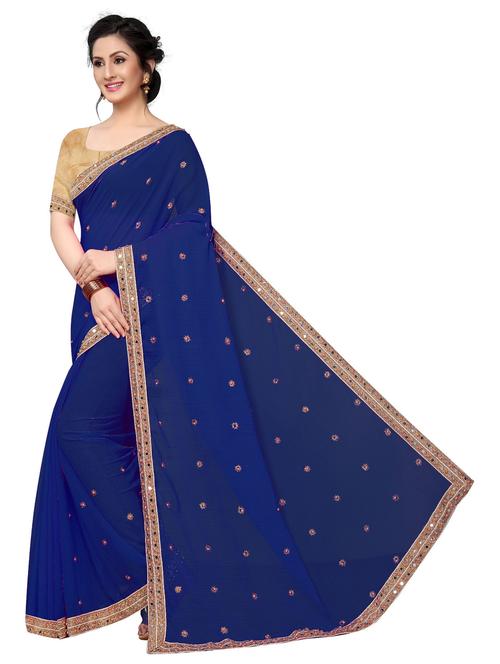 contrast bordered woven saree with blouse - 19300534 - Very Small Image - 1