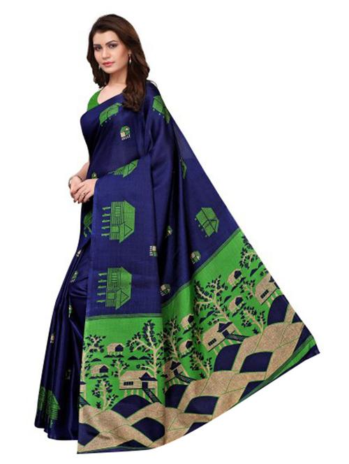 contrast border printed saree with blouse - 19300538 - Very Small Image - 1