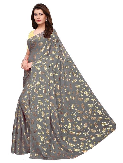 foil printed woven saree with blouse - 19300541 - Very Small Image - 1