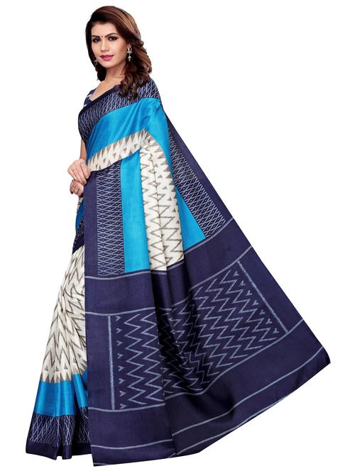 contrast border printed saree with blouse - 19300559 - Very Small Image - 1