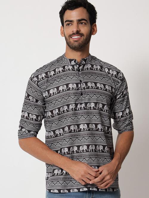 black cotton blend casual shirt - 19300651 - Very Small Image - 1