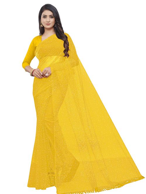 yellow printed saree with blouse - 19300663 - Very Small Image - 1