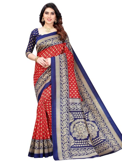 red zari work saree with blouse - 19300705 - Very Small Image - 1