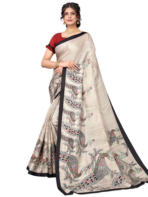 black printed saree with blouse - 19300733 - Very Small Image - 1