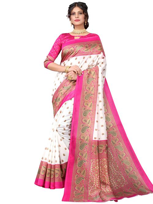pink printed saree - 19300761 - Very Small Image - 1