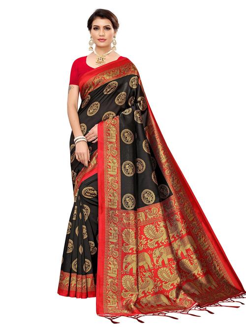 black zari work saree with blouse - 19300816 - Very Small Image - 1