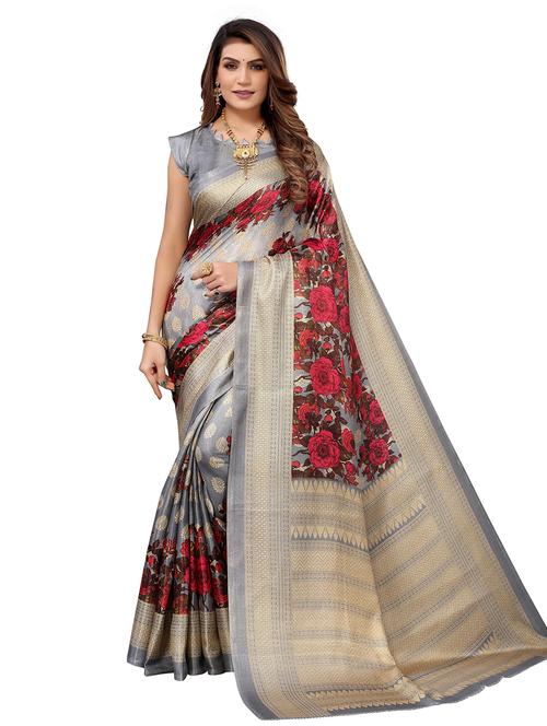 grey printed saree - 19300858 - Very Small Image - 1