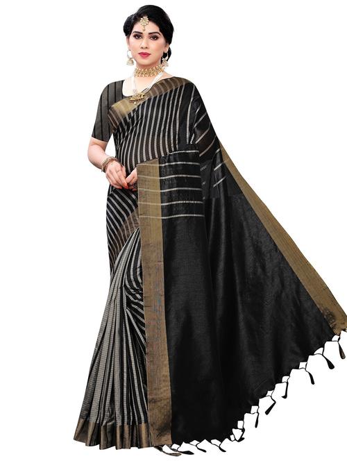 contrast bordered woven saree - 19301120 - Very Small Image - 1