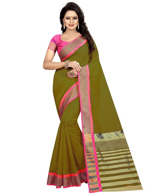 contrast bordered woven saree - 19301131 - Very Small Image - 1