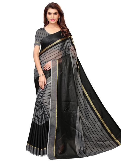 contrast bordered woven saree - 19301142 - Very Small Image - 1
