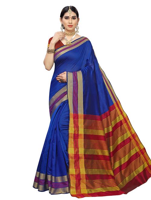 contrast bordered woven saree with blouse - 19301145 - Very Small Image - 1