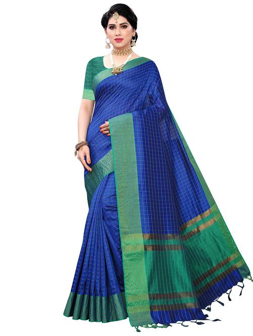 contrast bordered woven saree - 19301153 - Very Small Image - 1