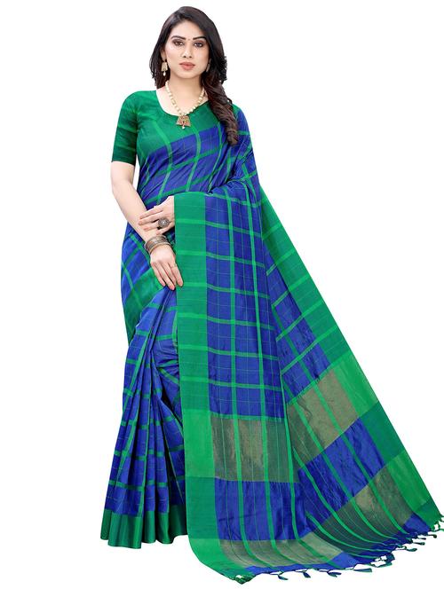 contrast bordered woven saree with blouse - 19301164 - Very Small Image - 1