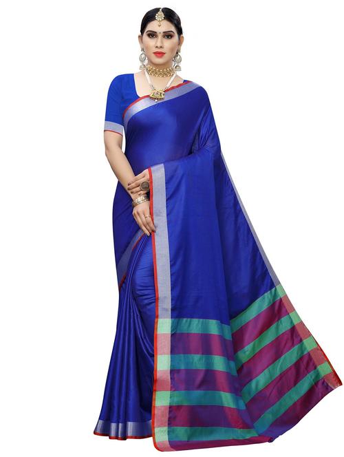 contrast bordered woven saree with blouse - 19301165 - Very Small Image - 1