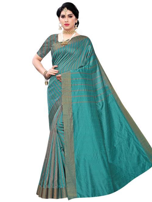 contrast bordered woven saree - 19301166 - Very Small Image - 1