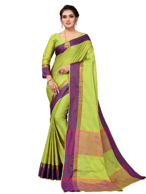 contrast bordered woven saree with blouse - 19301167 - Very Small Image - 1