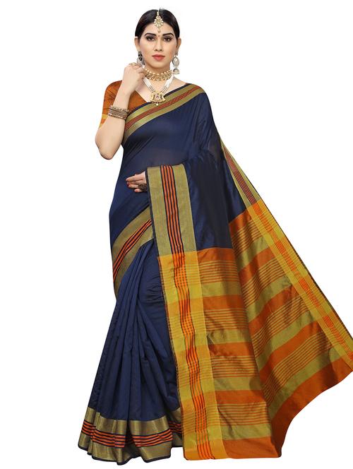 contrast bordered woven saree with blouse - 19301172 - Very Small Image - 1