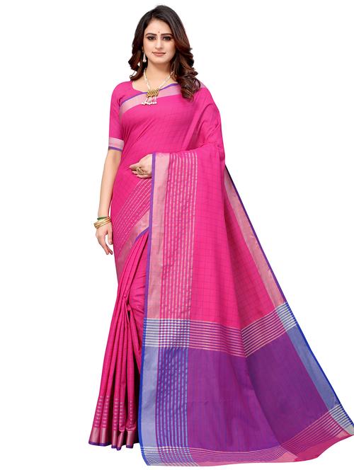 contrast bordered woven saree with blouse - 19301177 - Very Small Image - 1