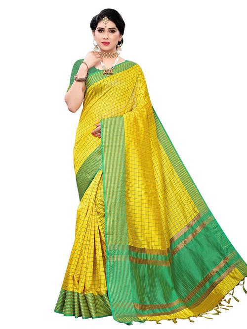 contrast bordered woven saree - 19301207 - Very Small Image - 1