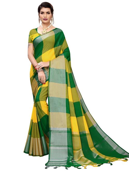 contrast bordered woven saree with blouse - 19301227 - Very Small Image - 1