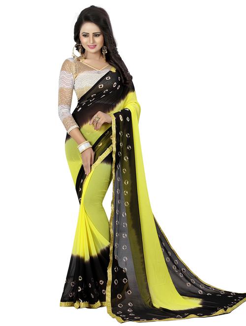 contrast bordered woven saree with blouse - 19301228 - Very Small Image - 1