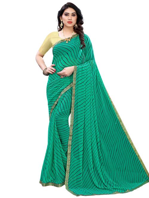 contrast border printed saree with blouse - 19301233 - Very Small Image - 1