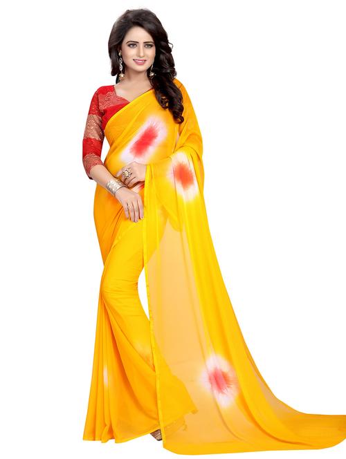 yellow tie-dyed saree - 19301234 - Very Small Image - 1