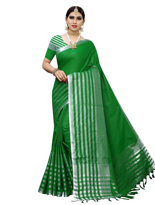 contrast bordered woven saree with blouse - 19301244 - Very Small Image - 1