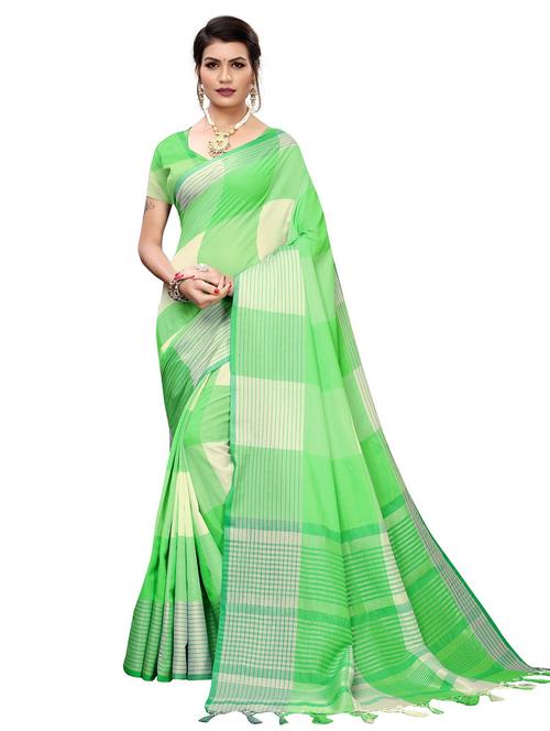 contrast bordered woven saree with blouse - 19301246 - Very Small Image - 1