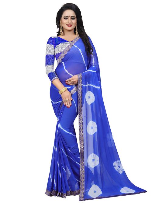 contrast bordered bandhni saree - 19301260 - Very Small Image - 1
