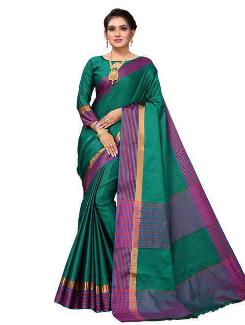 contrast bordered woven saree - 19301267 - Very Small Image - 1