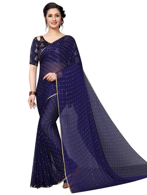 contrast bordered woven saree with blouse - 19301282 - Very Small Image - 1