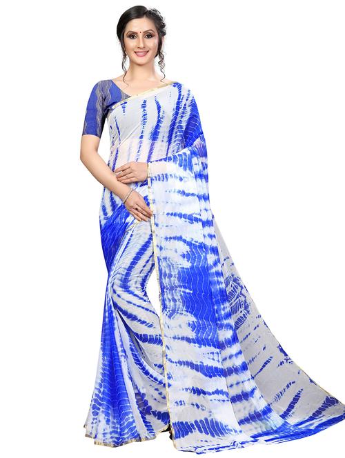 contrast bordered tie-dyed saree - 19301295 - Very Small Image - 1