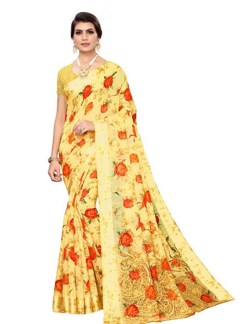 floral printed saree - 19301713 - Very Small Image - 1
