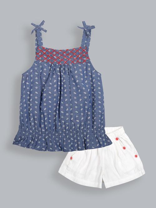 girls printed square neck twin set - 19302519 - Very Small Image - 1