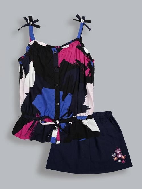 girls printed square neck twin set - 19302533 - Very Small Image - 1